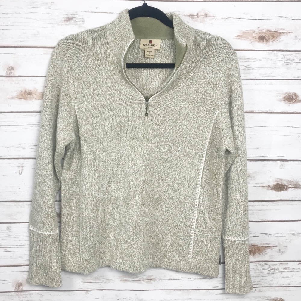 Woolrich Sage Green 1/2 Zip Sweater Size Medium